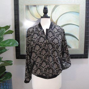 ELODIE Damask Printed Bomber Jacket